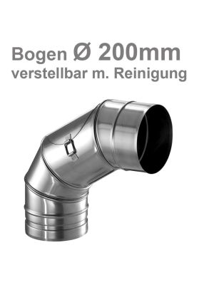 einwandiger Bogen 90° verstellbar mit Reinigungsöffnung DN200